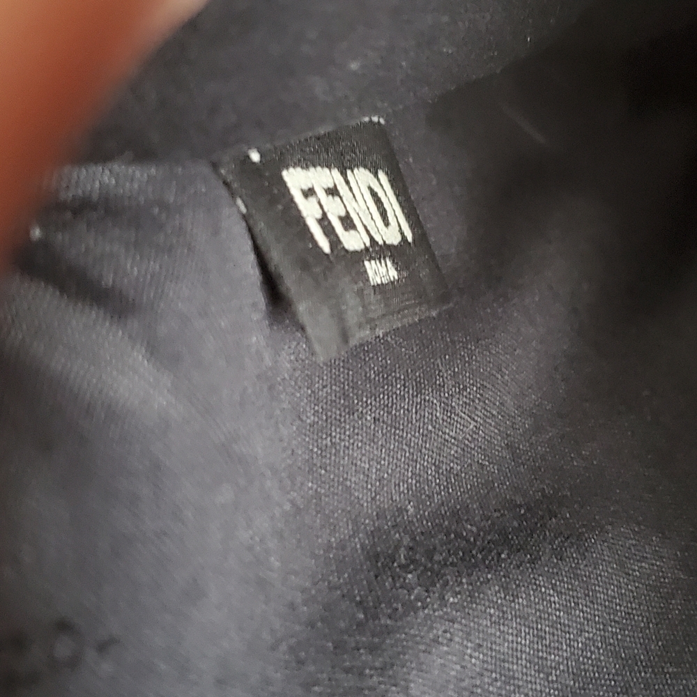 Fendi Black Leather Mink-Trimmed Silver Studded Karlito Pouch - Picture 11 of 12